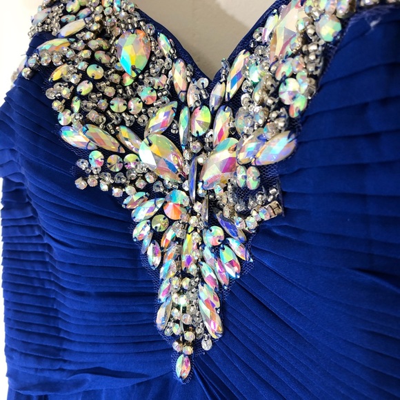 Blue Strapless Chiffon Gown - It Sparkles! - Picture 2 of 10